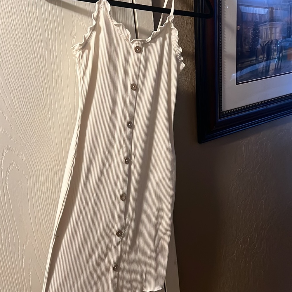 Casual White Ribbed Mini Bodycon Dress - Picture 4 of 6
